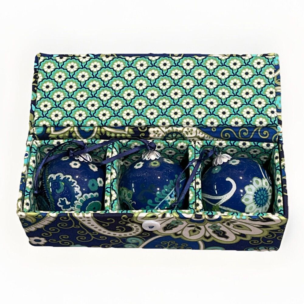 Vera Bradley Rhythm & Blues Ornament Trio 3-Piece Holiday Christmas Tree Set